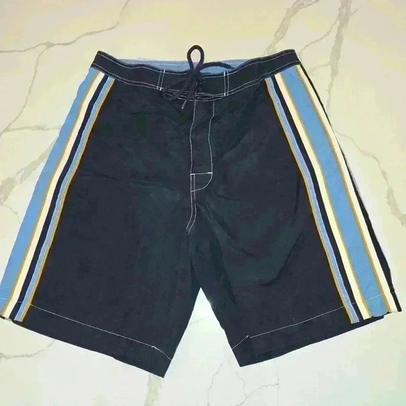 J. Crew Mens Board Shorts Regular Navy Blue Striped Size 32 Waist - Picture 1 of 6